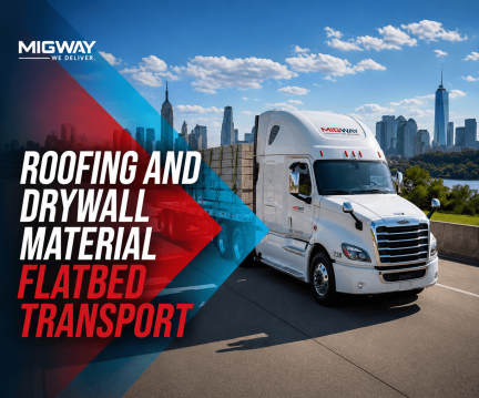 Roofing and Drywall Material Flatbed Transport