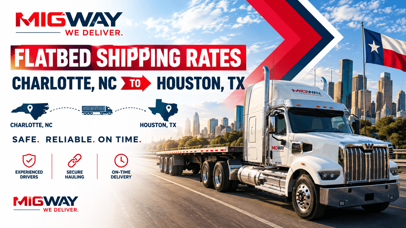 Charlotte, NC to Houston, TX Flatbed Shipping Rates